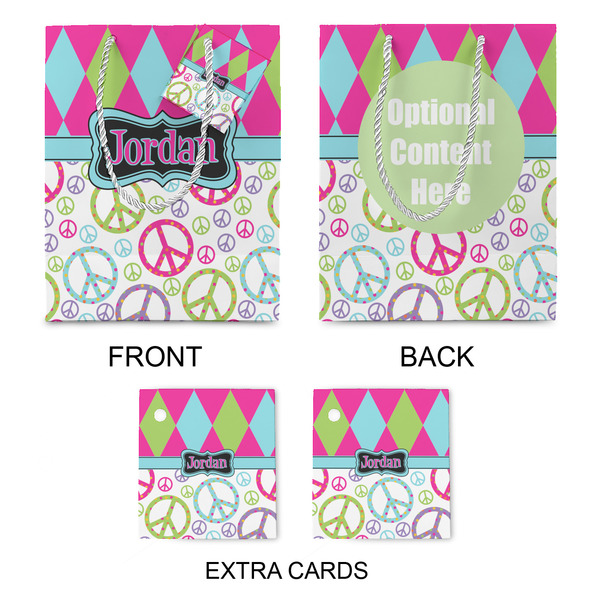 Harlequin & Peace Signs Medium Gift Bag - Approval