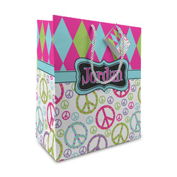 Harlequin & Peace Signs Medium Gift Bag (Personalized)