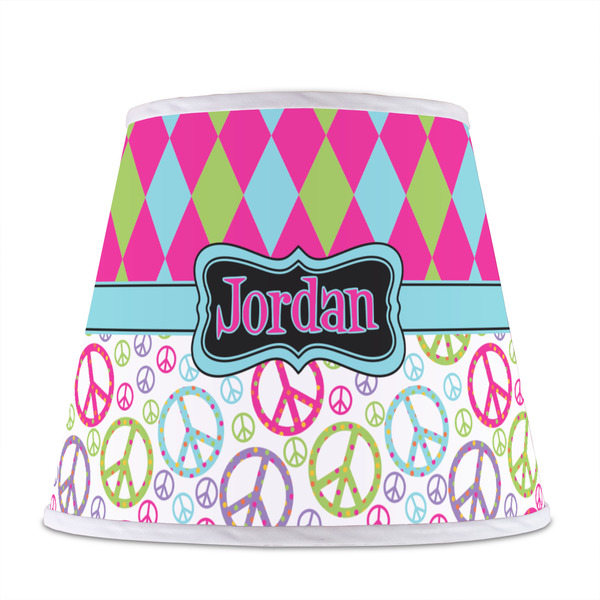 Harlequin & Peace Signs Poly Film Empire Lampshade - Front View
