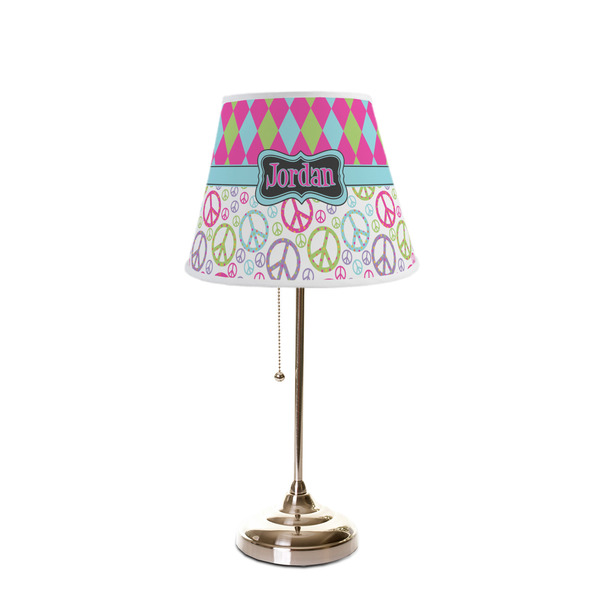 Harlequin & Peace Signs Poly Film Empire Lampshade - On Stand