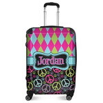 Harlequin & Peace Signs Suitcase - 24" Medium - Checked (Personalized)