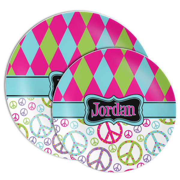 Harlequin & Peace Signs Melamine Plates - PARENT/MAIN
