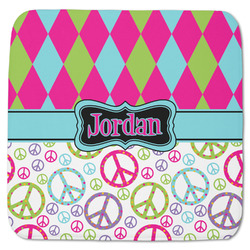 Harlequin & Peace Signs Memory Foam Bath Mat - 48"x48" (Personalized)