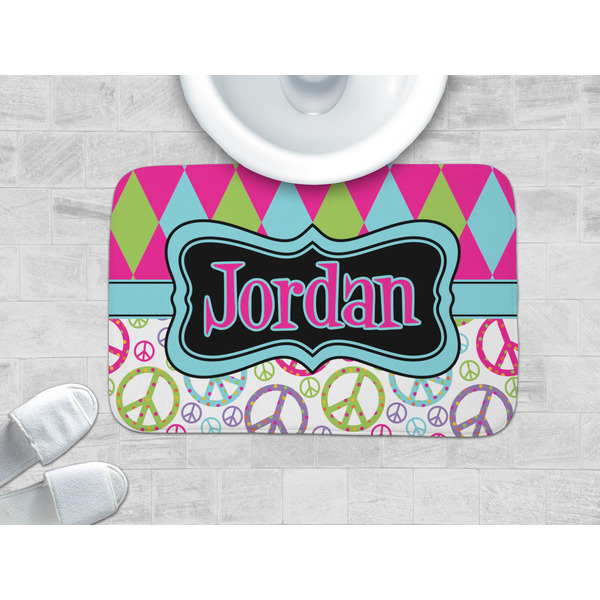 Harlequin & Peace Signs Memory Foam Bath Mat - LIFESTYLE 34x21