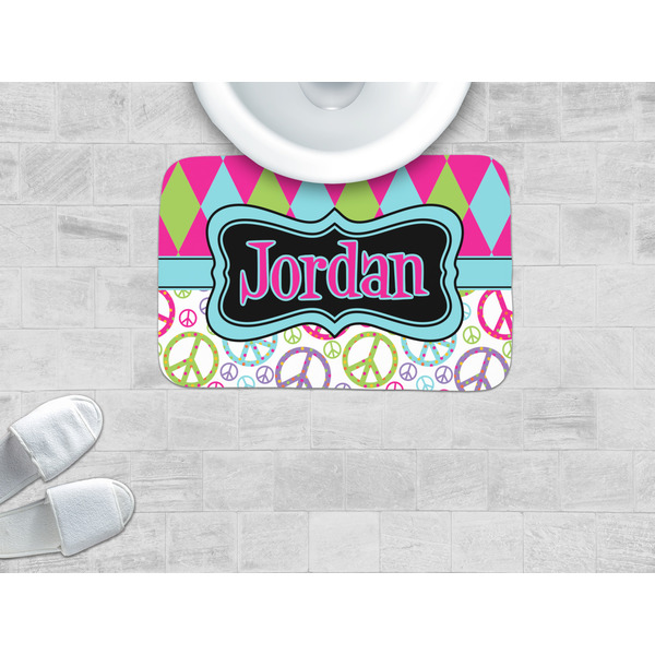 Harlequin & Peace Signs Memory Foam Bath Mat - LIFESTYLE