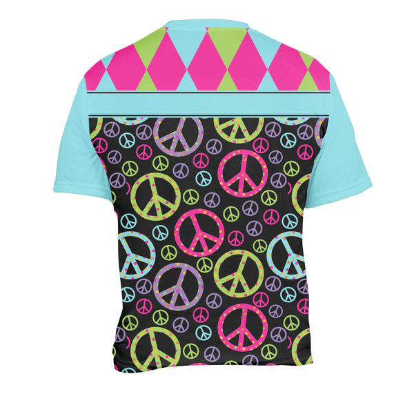 Harlequin & Peace Signs Men's Crew Neck T Shirt Medium - Back