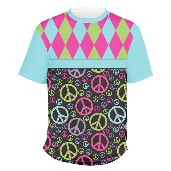 Custom Harlequin & Peace Signs Men's Crew T-Shirt