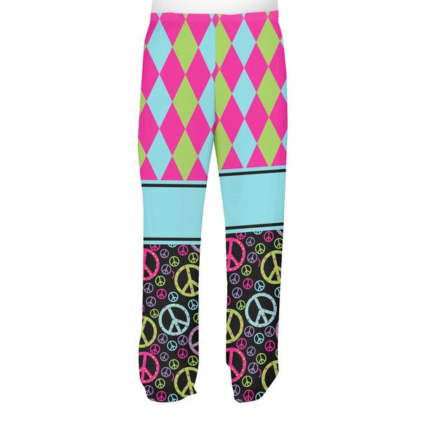 Harlequin & Peace Signs Men's Pjs Back - on model