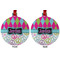 Harlequin & Peace Signs Metal Ball Ornament - Front and Back