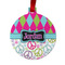 Harlequin & Peace Signs Metal Ball Ornament - Front
