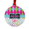 Harlequin & Peace Signs Metal Ball Ornament - Double Sided w/ Name or Text