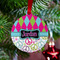Harlequin & Peace Signs Metal Ball Ornament - Lifestyle