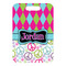 Harlequin & Peace Signs Metal Luggage Tag - Front Without Strap