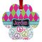 Harlequin & Peace Signs Metal Paw Ornament - Front