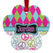 Harlequin & Peace Signs Metal Paw Ornament - Double Sided w/ Name or Text