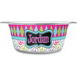 Harlequin & Peace Signs Stainless Steel Dog Bowl - Small (Personalized)