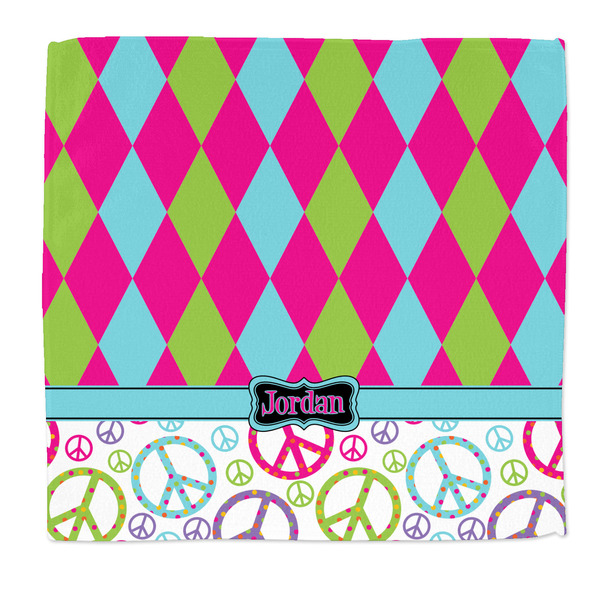 Custom Harlequin & Peace Signs Microfiber Dish Rag (Personalized)