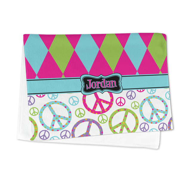 Harlequin & Peace Signs Microfiber Dish Towel - FOLDED HALF