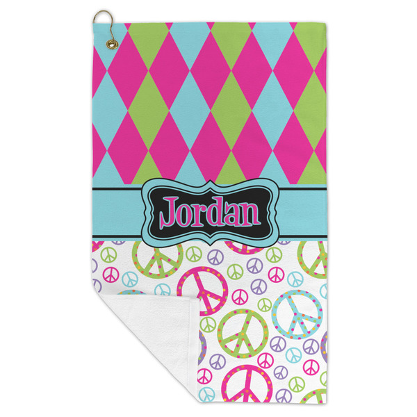 Harlequin & Peace Signs Microfiber Golf Towels - FOLD