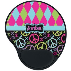 Harlequin & Peace Signs Mouse Pad with Wrist Support