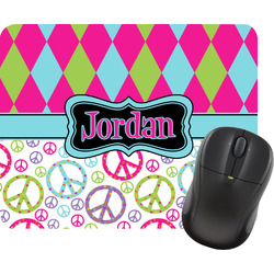 Harlequin & Peace Signs Rectangular Mouse Pad (Personalized)