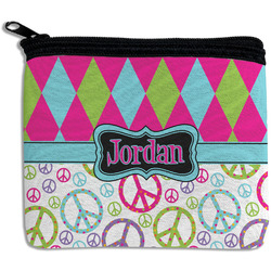 Harlequin & Peace Signs Rectangular Coin Purse (Personalized)