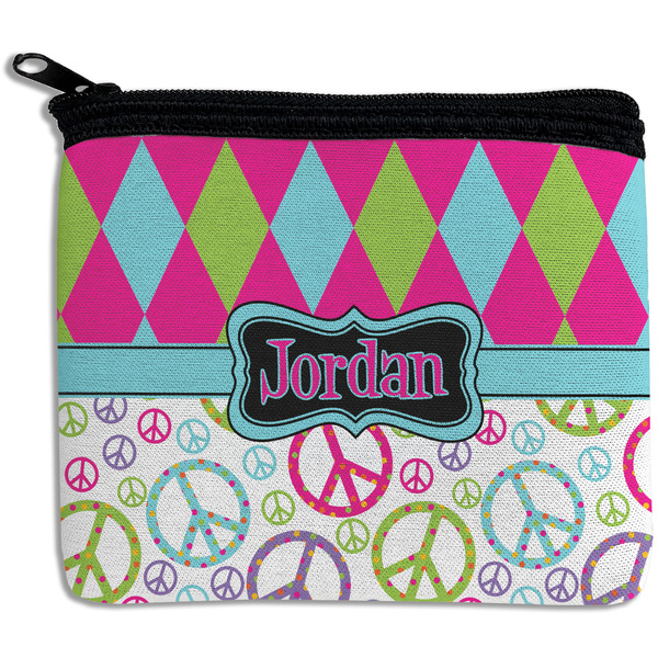 Custom Harlequin & Peace Signs Rectangular Coin Purse (Personalized)