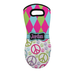 Harlequin & Peace Signs Neoprene Oven Mitt w/ Name or Text