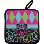 Harlequin & Peace Signs Pot Holder w/ Name or Text