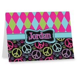 Harlequin & Peace Signs Note cards (Personalized)