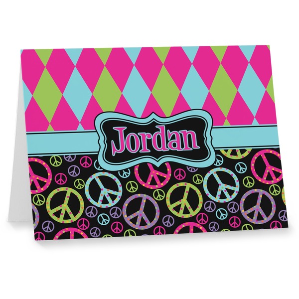 Custom Harlequin & Peace Signs Note cards (Personalized)