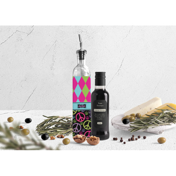 Harlequin & Peace Signs Oil Dispenser Bottle - Lifestyle Photo