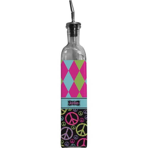 Custom Harlequin & Peace Signs Oil Dispenser Bottle (Personalized)