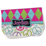 Harlequin & Peace Signs Burp Cloth - Fleece w/ Name or Text