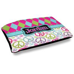 Harlequin & Peace Signs Dog Bed w/ Name or Text