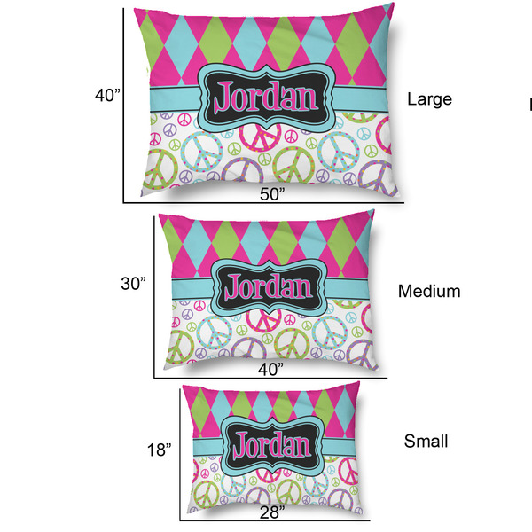 Harlequin & Peace Signs Outdoor Dog Beds - SIZE CHART