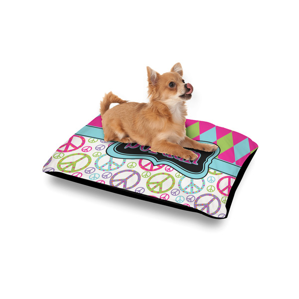 Harlequin & Peace Signs Outdoor Dog Beds - Small - IN CONTEXT