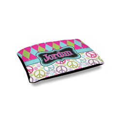 Harlequin & Peace Signs Outdoor Dog Bed - Small (Personalized)