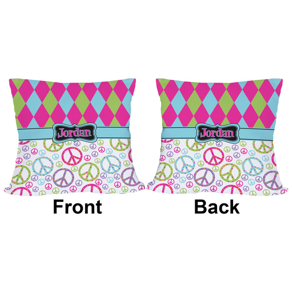 Harlequin & Peace Signs Outdoor Pillow - 16x16