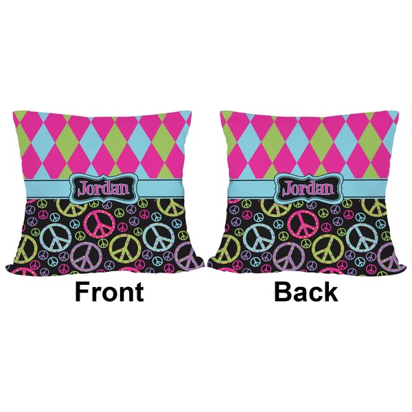 Harlequin & Peace Signs Outdoor Pillow - 18x18