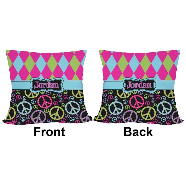 Harlequin & Peace Signs Outdoor Pillow - 20x20