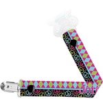 Harlequin & Peace Signs Pacifier Clip (Personalized)