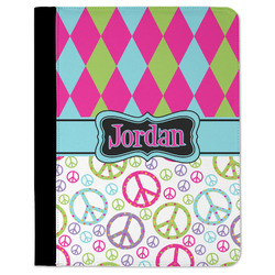 Harlequin & Peace Signs Padfolio Clipboard (Personalized)