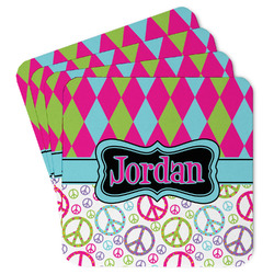 Harlequin & Peace Signs Paper Coasters (Personalized)