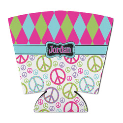 Harlequin & Peace Signs Party Cup Sleeve - with Bottom (Personalized)