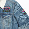 Harlequin & Peace Signs Patches Lifestyle Jean Jacket Detail
