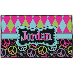 Harlequin & Peace Signs Door Mat - 60"x36" (Personalized)