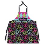 Harlequin & Peace Signs Apron Without Pockets w/ Name or Text