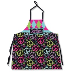 Harlequin & Peace Signs Apron Without Pockets w/ Name or Text