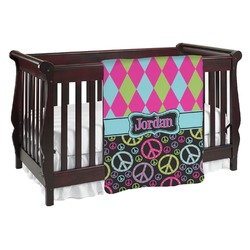 Harlequin & Peace Signs Baby Blanket (Personalized)